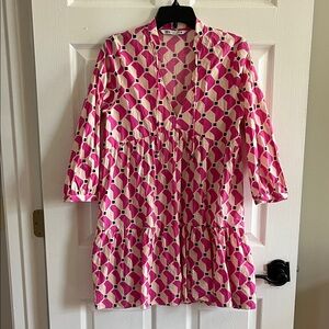 Zara Fuchsia and Cream Geometric Dress